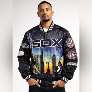 Chicago White Sox Satin Varsity Jacket Skyline Graphic MLB Pro Standard
